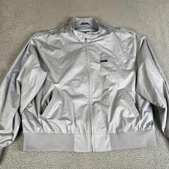 Members Only Windbreaker Jacket Mens 3XLT Gray Full Zip Bomber Lined Racer Logo - Picture 1 of 14